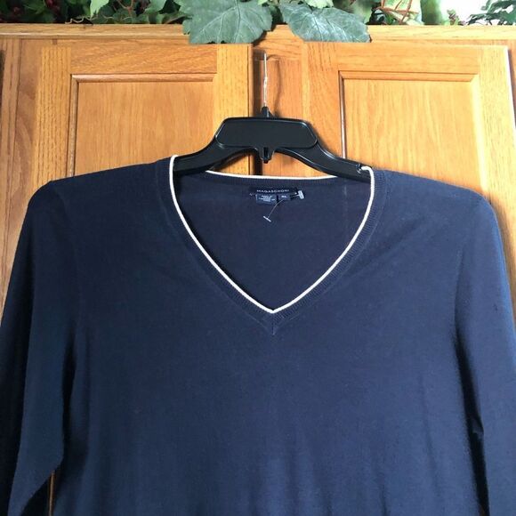Magaschoni V-Neck Cotton Faux Layered Pullover Sweater - XL - Picture 3 of 11